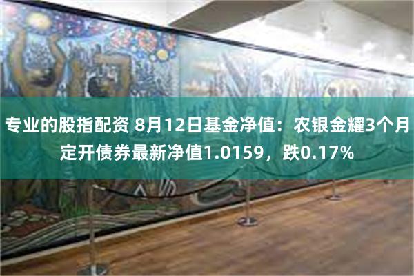 专业的股指配资 8月12日基金净值：农银金耀3个月定开债券最新净值1.0159，跌0.17%