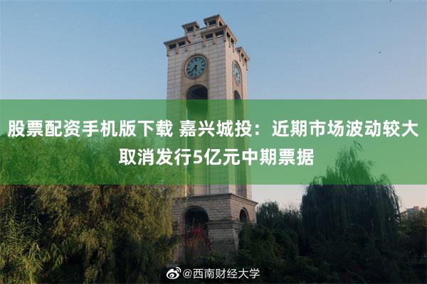 股票配资手机版下载 嘉兴城投：近期市场波动较大 取消发行5亿元中期票据